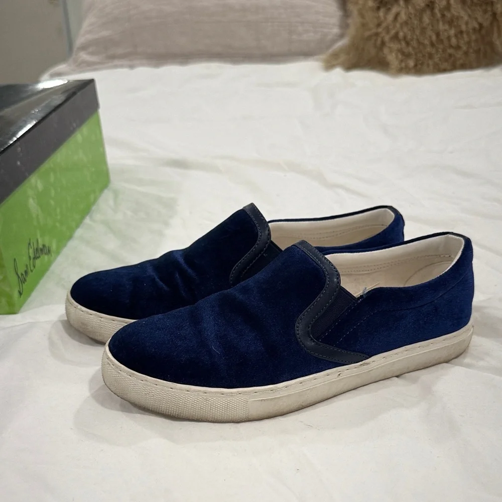 Sam Edelman Navy Velvet Slip-On Sneakers - Picture 3 of 4